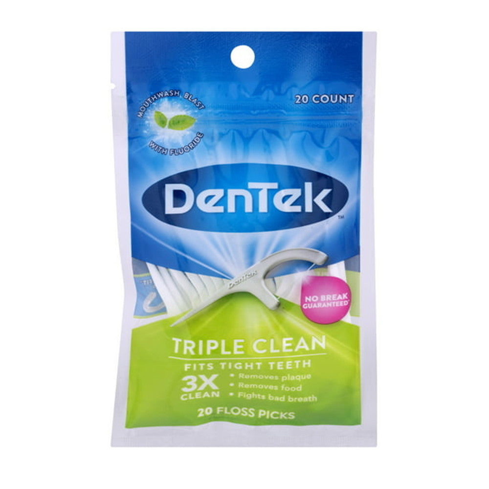 Dentek Triple Clean Floss Picks, 20 Ea